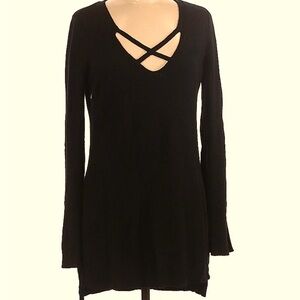 Free People Black Criss Cross Pullover Medium
